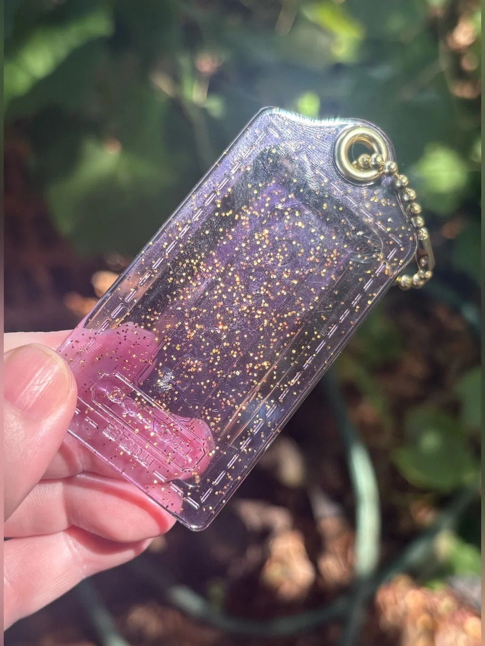 Vintage Coach Purple Gold Glitter XL Hang Tag